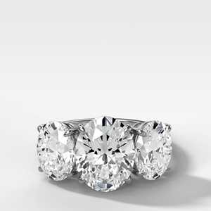 แหวนหมั้นเพชรทรงรีสั่งทำพิเศษ ทอง 14k เงิน 925 น้ำหนัก 4.5 กะรัต ประดับเพชรสามเม็ดแบบทริโลจี สำหรับวันครบรอบ พร้อมใบรับรอง GIA - Product Image 3