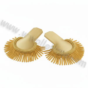 Épaulettes en laine matelassées de haute qualité avec franges en bullion, confectionnées à la main, et écussons d'épaule dorés - Product Image 4
