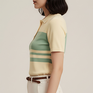 Col rabattu sur mesure OEM/ODM pour chemises femme, coupe classique, décontracté, respirant, couleur unie, pour le golf, en toile 100% coton - Product Image 3