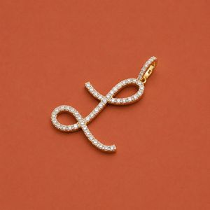 Pendentif en argent S925 fait main avec lettre initiale L en moissanite, cadeau de Noël, pendentif alphabet - Product Image 2