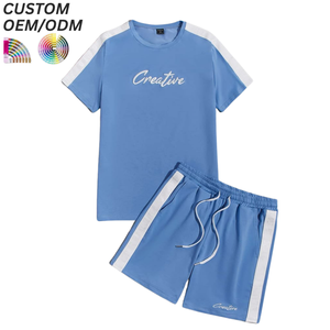 Conjuntos de Camisetas de Algodón Sólido Transpirables de Verano para Hombre, Conjunto Casual de Dos Piezas, Logotipo Personalizado, Soporte OEM ODM para Suministro de Marca - Product Image 4