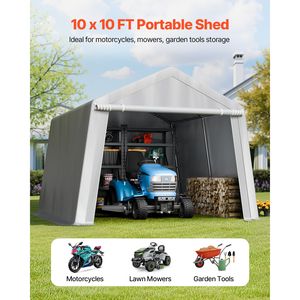 Outdoor Heavy-Duty 10 X 10 ft Portable Storage <b>Tent</b> with Roll Door Waterproof Canopy Shed Shelter Featuring <b>a</b> Plastic <b>Frame</b> - Product Image 2