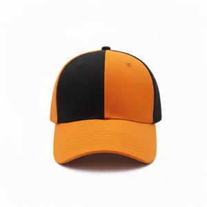 Casquette de baseball unie premium orange et noire 100 % coton réglable avec fermeture snapback pour hommes et femmes – Casquette de baseball vierge personnalisable en gros - Product Image 1