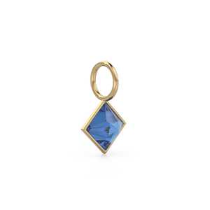 Colgante de Oro Sólido Amarillo de 14k con Zafiro Azul de 5mm, Engaste para Joyería / Piedra de Nacimiento de Septiembre / Gema Azul con Corte Princesa - Product Image 6