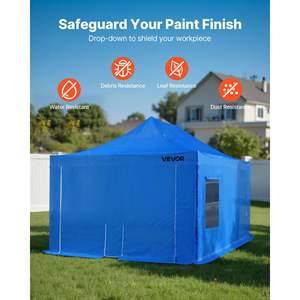 Cabine de peinture portable pour garage, tente 231,1 x 156,7 x 70,08 pouces, imperméable, design pliable, 4 fenêtres latérales en maille pour pièces automobiles - Product Image 5