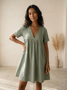 Robe midi en mousseline 100% coton imprimé floral, anti-plis, col à capuche, sans manches, coupe trapèze ample, décontractée, été/printemps, fente haute - Product Image 1