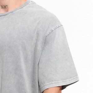 Premium Quality 100% Cotton Knitted Lightweight Short Sleeve Oversized T-<b>Shirt</b> for Men Solid Color Custom Logo Front Sun Faded - Product Image 5