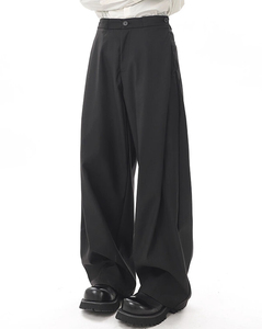 Pantalon de costume large pour homme, coupe décontractée, en polyester et coton de haute qualité, avec logo personnalisé, noir, printemps-automne, style décontracté chic - Product Image 4