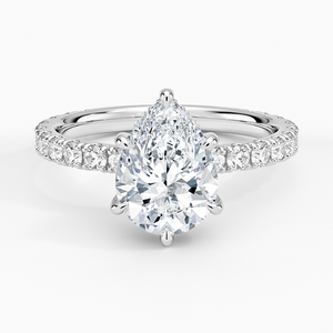 Anillo BOJ 096 con Corte de Pera, Plata 925, Halo de Piedras, Engaste de Garras, Anillo Solitario con Diamante de 2ct, Color D, VVS1, Moissanita, Certificado GRA - Product Image 1