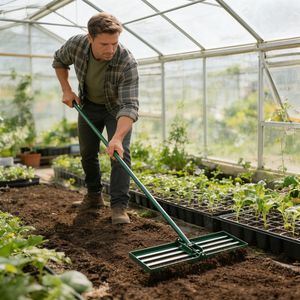 Rastrello Livellante per Prato con Manico Lungo 79,5 cm, Attrezzo Resistente per Giardino, Campo da Golf, Compost e Sabbia - Product Image 4