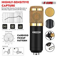 Microphone à condensateur 5 cœurs D0100HXARJX doré avec support de bras pour enregistrement studio et podcast