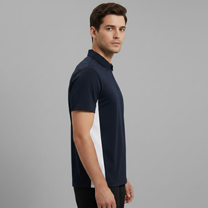 Chemise pour homme de haute qualité 100% coton, logo brodé personnalisé, motif uni, tricotée, confortable, séchage rapide, streetwear décontracté - Product Image 5