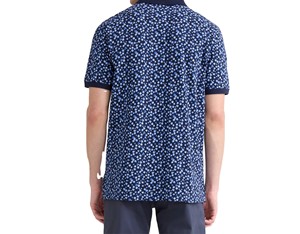 Polo en coton à manches courtes pour homme, imprimé floral bleu, décontracté, respirant, tissage Oxford, coupe classique - Product Image 3