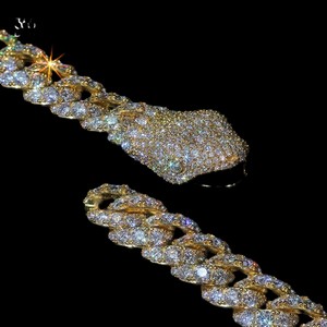 Cadena Cubana de Plata de Ley 925 con Moissanita, Chapada en Oro, Longitud Personalizada, Unisex, Regalo para Bodas y Fiestas - Product Image 2
