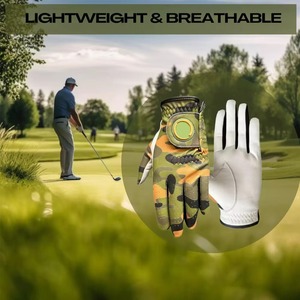Gants de golf JNM SAFETY pour hommes, respirants, à rayures vertes, pour sports de plein air, paume en cuir Cabretta blanc, pouce en cuir véritable - Product Image 5