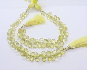 ลูกปัดควอตซ์เลมอนธรรมชาติทรงหยดน้ำเจียระไน ขนาด 7x11 มม. ความยาว 8 นิ้ว - Product Image 2