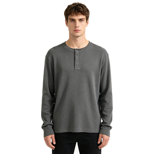<b>Men's</b> Regular Fit Long Sleeve Button Up <b>Henley</b> Shirt Solid Color Knitted Cotton Casual <b>Top</b> Autumn Wear - Product Image 3
