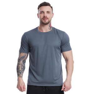 Camiseta Deportiva de Algodón para Hombre, Cuello Redondo, Manga Corta, Color Sólido, Corte Regular, Diseño Liso, Tejido Transpirable - Product Image 1