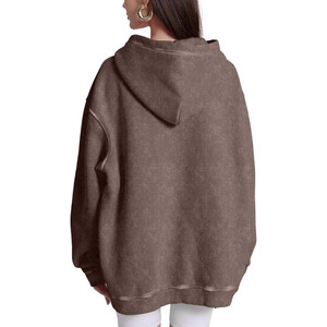Fabricant Professionnel – Sweat à Capuche Femme Vintage Délavé à l'Acide, Manches Longues, Style Décontracté Streetwear, 500 g/m², Coupe Ample et Décontractée, Personnalisation en Gros OEM - Product Image 2