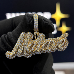 <b>Custom</b> Cursive <b>Name</b> Pendant 925 Sterling Silver VVS Moissanite Diamond Personalized Script <b>Necklace</b> Hip Hop Jewelry OEM - Product Image 1
