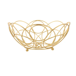 Elegant Design Gold Wire Fruit <b>Basket</b> Decorative Wrought Iron Metal Bowl for Kitchen Storage & <b>Table</b> & Living Room Organizer - Product Image 1