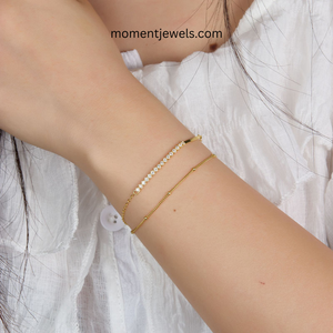 Bracelet en argent sterling 925 avec zircon, chaîne plaquée or, fermoir réglable à ressort pour femme, cadeau - Product Image 5