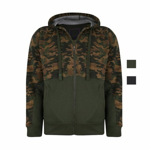 Sweat-shirt à capuche homme coupe ajustée, imprimé camouflage numérique, en polaire vierge, chaud pour l'hiver, noir camouflage, avec impression de logo personnalisé, vente en gros - Product Image 5