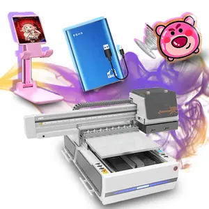 Lingya60 * 90cm UV printer 6090 indoor and outdoor UV printer, white color clear paint, with phone stand, power bank printer