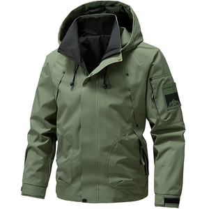 Veste imperméable pour hommes, veste Softshell à capuche avec fermeture éclair, coupe-vent, manteaux de randonnée et de camping, manteaux légers pour le printemps et l'automne - Product Image 2