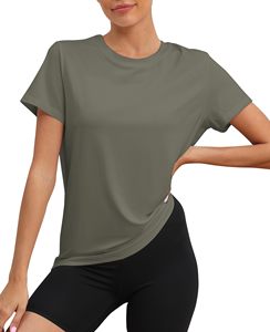 Running <b>Top</b> <b>Womens</b> T Shirt Moisture Wicking Performance Lightweight <b>Mesh</b> Breathable Gym Workout Apparel Quick Dry Athletic - Product Image 1