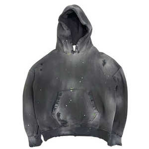 Sudadera con Capucha de Algodón Grueso Estilo Streetwear con Logotipo Personalizado, Diseño Desgastado y Lavado al Ácido, para Hombre y Mujer - Product Image 5