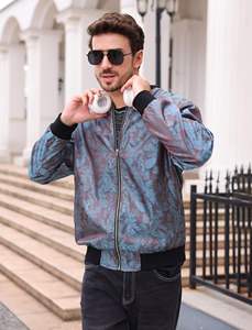Chaqueta Bomber de Béisbol de Seda Satinada de Manga Larga con Botones y Números Personalizados para Hombre, Estilo Deportivo, de Venta Caliente - Product Image 6