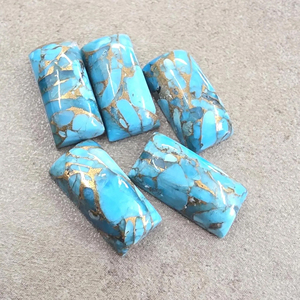 Natural Blue Copper Turquoise Cabochon <b>Big</b> Rectangle Flat Back Calibrated Gemstone AAA Grade Third Party Certified Various Sizes - Product Image 3