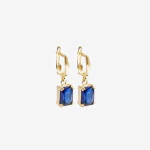 Pendientes de Aro con Piedra de Nacimiento de Zafiro para Septiembre, con Gema Colgante, Plata de Ley 925, Bañados en Oro de 14K, Piedra Azul - Product Image 2