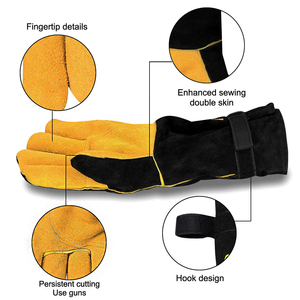 Gants de soudage TIG en cuir de chèvre robuste, résistants au feu, avec renforts sur la paume, gants de soudeur, gants de sécurité industrielle - Product Image 5
