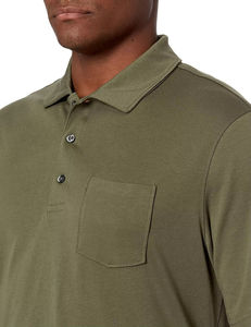 Polo en coton tricoté 100 % pour homme avec logo personnalisé, motif uni, respirant, anti-plis et décontracté - Product Image 6