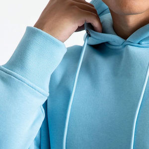 Sweat-shirt à capuche surdimensionné pour homme en coton épais 420 g/m² bleu clair avec cordon de serrage en molleton épais 100 % coton - Product Image 4