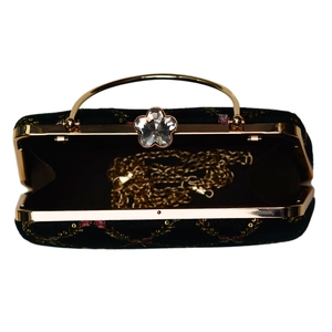 Black & <b>Silver</b> Embroidery <b>Clutch</b> Elegant Sequin Handbag for Wedding and Party Occasions - Product Image 3