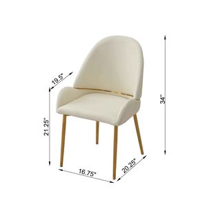 Set di 2 sedie da pranzo in pelle PU beige con gambe in metallo - Product Image 6