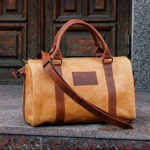 Bolsa de Viaje de Cuero Genuino, Estilo Vintage, para Fin de Semana, para Hombre y Mujer, Gran Capacidad, Ligera, Portátil, Premium, al por Mayor - Product Image 1