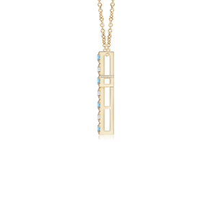 Colgante de Cruz de Topacio Azul y Diamantes Cultivados en Laboratorio de Lujo para Unisex en Oro de 10K, 14K, 18K y Chapado en Oro Personalizado - Product Image 4