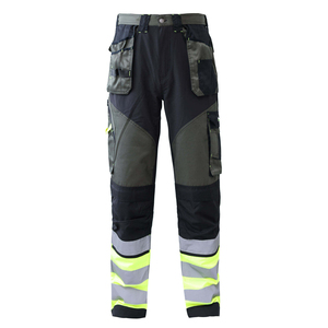 Reflective Safety Work Pants Polyester <b>Cargo</b> <b>Trousers</b> with High Visibility Stripes and Pockets Wholesale Work Pants - Product Image 3