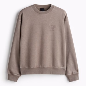 เสื้อสเวตเชิ้ตคอกลมโอเวอร์ไซส์ สีพื้น โลโก้ปักลาย ประดับคริสตัล สไตล์มินิมอล ใส่ได้ทั้งชายและหญิง เสื้อกันหนาว - Product Image 1