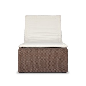 Modern Outdoor Sun Lounger with PE Rattan Frame and Polyester <b>Cushion</b> Solid <b>Back</b> Design for Patio Use - Product Image 3