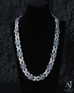 AARVA JEWELS Collier pendentif en argent 925 avec moissanite, chaîne à maillons floraux, plaqué rhodium, tendance ethnique pour femmes et hommes, bijoux de fête - Product Image 1