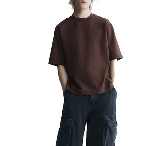 เสื้อยืดทรงหลวมแบบครอปสำหรับผู้ชาย ขายส่งยอดนิยม ไหล่ตก ผ้าฝ้ายแท้ 100% เป็นมิตรกับสิ่งแวดล้อม ระบายอากาศได้ดี รับสั่งทำ - Product Image 1