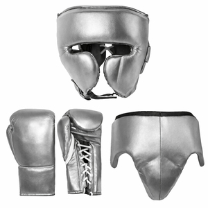 DAWNFROCE FIGHT GEARS Set de Boxeo: Protector de Cabeza, Guantes, Protector Inguinal de Cuero Vacuno, Duradero, Transpirable, Morado y Dorado, Equipo de Protección Completo - Product Image 1