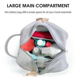 Neceser de Viaje de Piel Sintética Plateada con Logotipo Personalizado para Hombre y Mujer, Organizador de Artículos de Aseo, Impermeable, Nuevo, Bolsa de Maquillaje/Cosméticos - Product Image 6