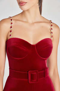 Nouvelle Arrivée Combinaison Clubwear Longue Broderie Premium Prix Raisonnable Combinaison Moulante avec Bretelles en Strass - Product Image 5