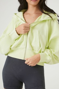 Hoodie court vintage zippé personnalisé pour femme, 100% coton, coupe oversize, épaules tombantes, avec strass - Product Image 4